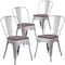 Flash Furniture Silver Metal Stackable Chair with Wood Seat, PK4 4-CH-31230-SIL-WD-GG - alternate 2